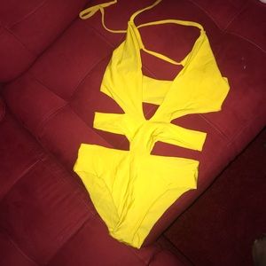 Yellow cut out swimsuit